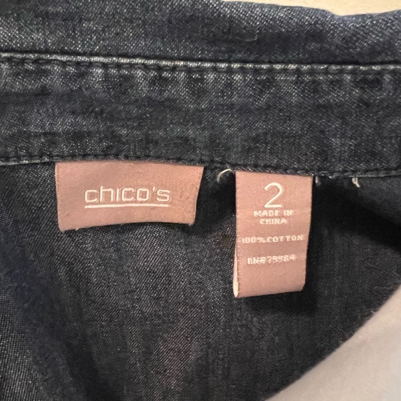 Chico’s Denim Shirt Dress, Size 2 - Picture 4 of 6